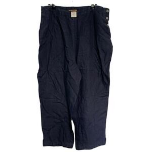 SYZYGY Women's Navy Blue 100% Linen Cropped Pants Made in USA Size XL